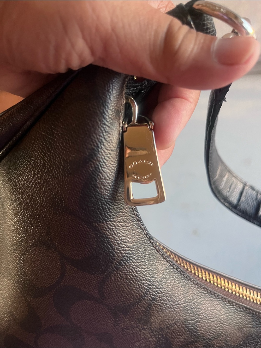 COACH Brown Signature Teri Hobo Shoulder Bag - Picture 8 of 10